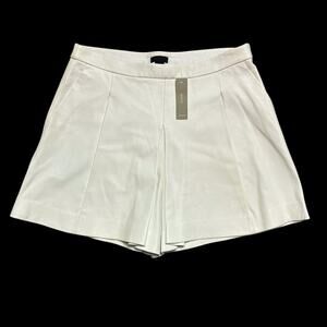 $328 NWT J. Crew Collection Genuine Leather Shorts Pleated Off White Cream Sz 10
